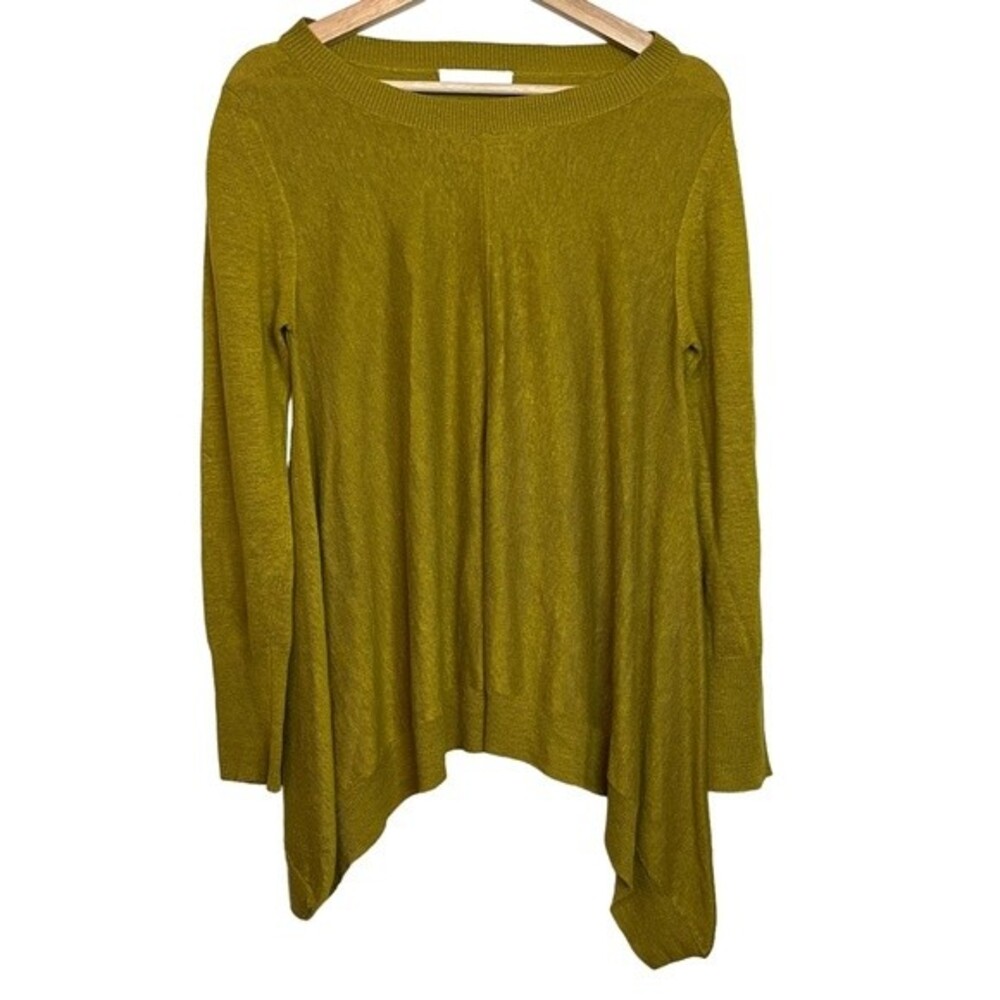 NICOLE FARHI Mustard Yellow Linen Long Sleeve Blouse Size M Women